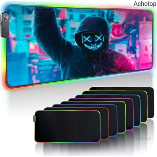 Neon Cartoon Anime RGB Gaming Mousepad Gamer XXL Mouse Pad Mat For Computer Carpet Keyboard Mat LED Gamer Mousepad Desk Pad Mat