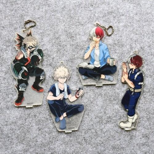New Arrival 4pcs/lot My Hero Academia Japanese anime figure bakugo katsuki Todoroki Acrylic mobile phone charms/keychain/strap