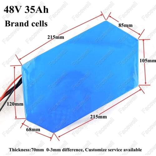 New hexagon 48v 35ah lithium battery pack BMS 1000w 48v rear 48v 2000w motor For electric bike battery 48v 30ah + 3A Charger