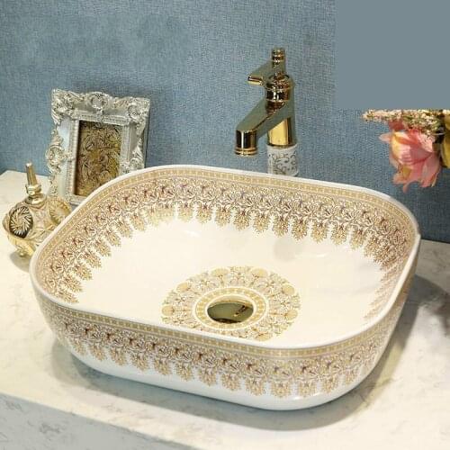 Oval Europe Style Handmade Countertop Ceramic Bathroom Basin Bathroom wash basin bathroom sink painted