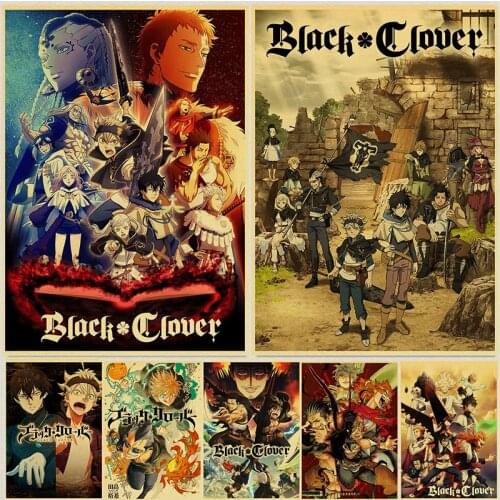 Black Clover Poster Japanese Anime Posters Wall Decor Prints Kraft Paper Home Room Wall Stickers Art Painting