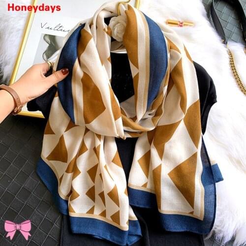 Simple Cotton and Linen scarf Winter Diamond Lattice warm neckerchief Women Sunscreen Shawls Travel Beach Towel Muslim Hijab