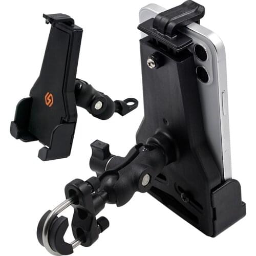 For Motorcycle Electric Car 360° Adjustable Phone Holder Navigation Bracket One-click Telescopic Wireless Charging Stand