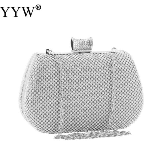 Silver Evening Party Clutch Bag 2021 Crystal Wedding Purse Luxury Rhinestone Mini Clutches White Diamonds Purse Pochette Femme