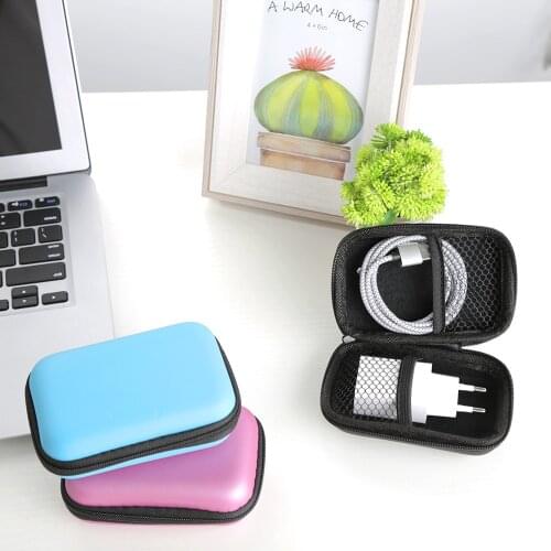 KISSCASE Portable Zipper Phone Cable Earphone Bag Data Earphone Cable Pouch Solid Coin Purse Waterproof Cable Organizer