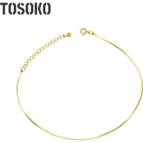 TOSOKO Stainless Steel Anklet Square Snake Foot Jewelry Buckle Chain Simple And Elegant Chain For Women BSS085