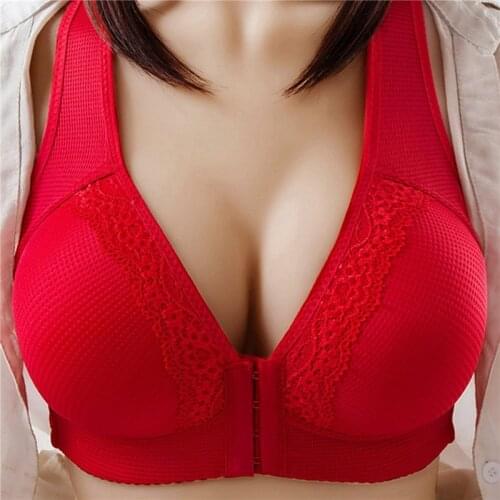 WomenS No Steel Ring Front Buckle Beautiful Back Thin Sexy Underwear Front Closure Bra Plus Size Wireless Bra Cup