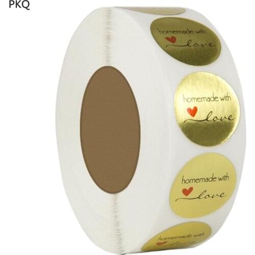 1Inch Round Adhesive Scrapbooking Handmade With Love Seal Romantic Christmas Olive Branch Paper Round Sticker