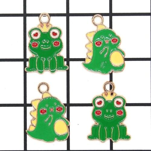 10pcs 17x24mm cute animal frog enamel dinosaur charm for fashion jewelry earring pendant making findings XL881