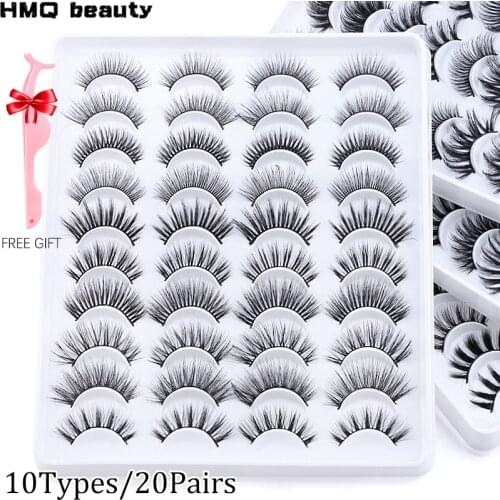 10 Types/20 Pairs 6D Mink Lashes Natural False Eyelashes Dramatic Volume Fake Lashes Makeup Eyelash Extension Silk Eyelashes
