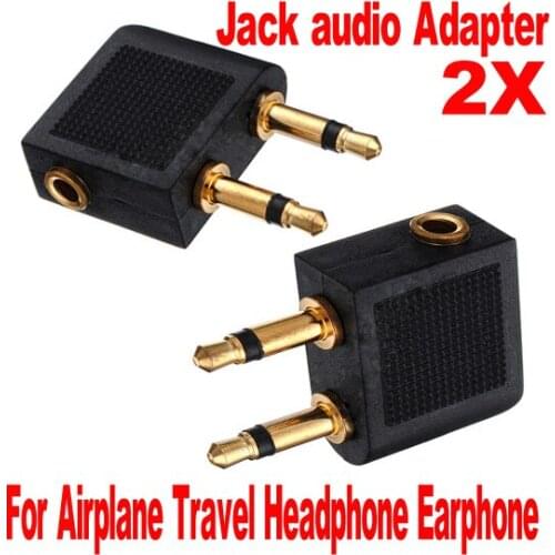 2pcs Airline Airplane Earphone Headphone Headset Jack Audio Adapter 3.5mm