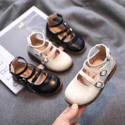 2021 Spring Roma Girls Shoes 3 Buckle Leather Shoes Ankle Strap Princess Shoes For kids Casual Shoes Gladiator Children Flats
