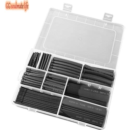 385Pcs/box Polyolefin Shrinking Assorted Insulated Sleeving Tubing Set Heat Shrinkable Tube Wrap Wire Heat Shrink Tubing