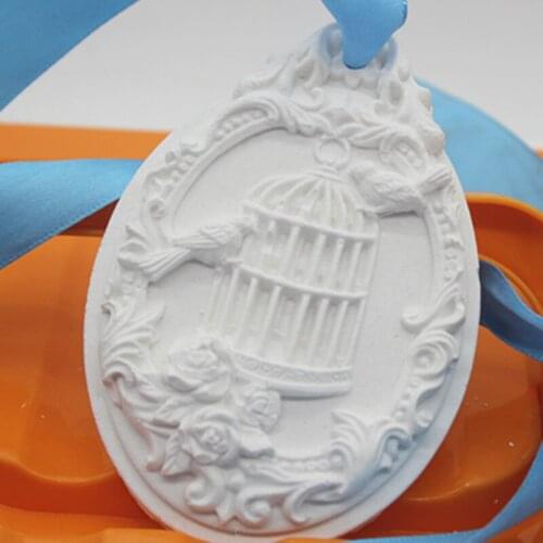 3D Oval Shape Plaster Clay Pendant Molds Bird Cage Soap Making Craft Gypsum Hanging Mould DIY Silicone Clay Mold