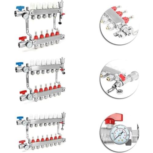 5/6/7 PEX Radiant Floor Heating Manifold Set- 304 Stainless Steel for 1/2", 3/8"& 5/8" PEX