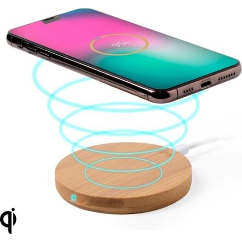 Qi Wireless Charger for Smartphones 146522 (0,9 x Ø 9,1 cm) Bamboo