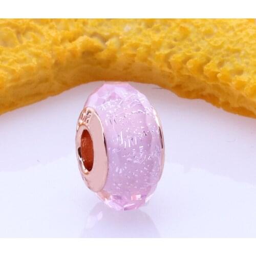 Bewill S925 Sterling Silver Hot Rose Gold Faceted Glass Beads Fit Original Bracelet Necklace Diy Jewelry
