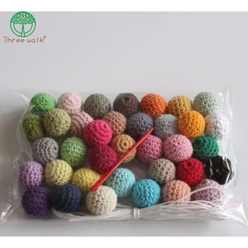 1 set=36pcs beads 20mm Round Knitting Crochet Wooden Beads DIY baby teething jewelry Loose Beads
