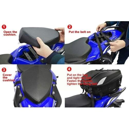 Motorcycle Motorbike Rear Seat Tail Bag Storage Case Contraction cover with Rain hook rope rope Pouch Luggage black Backpac X5I8