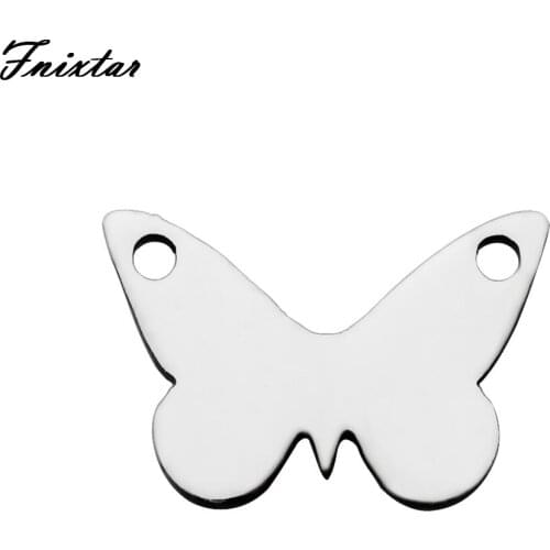 Fnixtar Stainless Steel Butterfly Shape Charms For Necklace Bracelet DIY Metal Charms Pendant Jewelry Making Animal 20pcs/lot