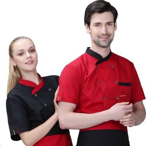 2018 Hot Sell Summer Short Sleeve Chef Jacket Oversized Fat Big Work Uniform Hotel Restaurant Cook Wear Cheap Chefwear+Apron Set