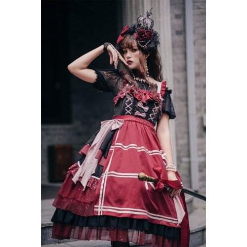 Gothic palace sweet princess lolita strap dress vintage high waist printing victorian dress kawaii girl gothic lolita cos loli