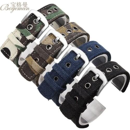 Canvas Watchband 18mm 20mm 22mm 24mm Replacement Belt Watch Band Strap Wrist Strap Watch Accessories Universal Hot Sell+tool