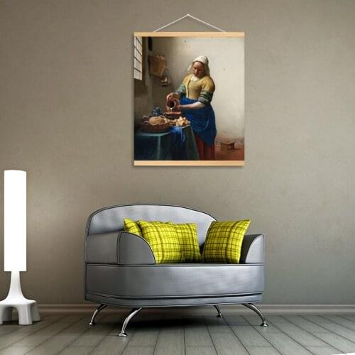 Vermeer Oil Painting Scroll Painting Wall Art Posters Print Maid Pouring Milk Wall Pictures Gallery Decoration Room Decor