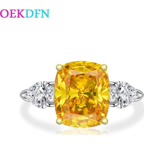 OEKDFN 10*12MM AAAAA+ Zircon S925 Sterling Silver Ring For Women Shiny Cirton Wedding Jewelry Fine Womens Engagement Rings