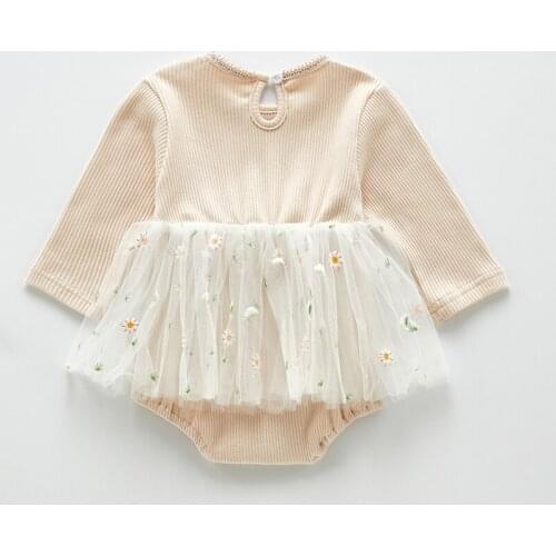 Toddler Girl Fall Clothes Autumn Baby Girl Long-Sleeved Romper Dress Fart Romper Net Gauze Romper Baby Girl Flower Girl Dresses