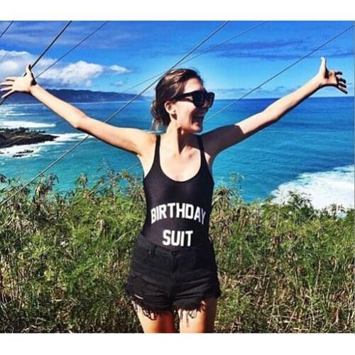 WackDaria birthday suit letterring 14 colors one piece sexy bodysuit swimwear swimsuit Jumpsuit sexy swimwear letter printing