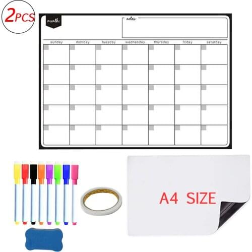 Magnetic Whiteboard Weekly Monthly Planner Dry Erase Calendar Sticker for Wall Fridge Memo Message Drawing Organizer Agenda 2021