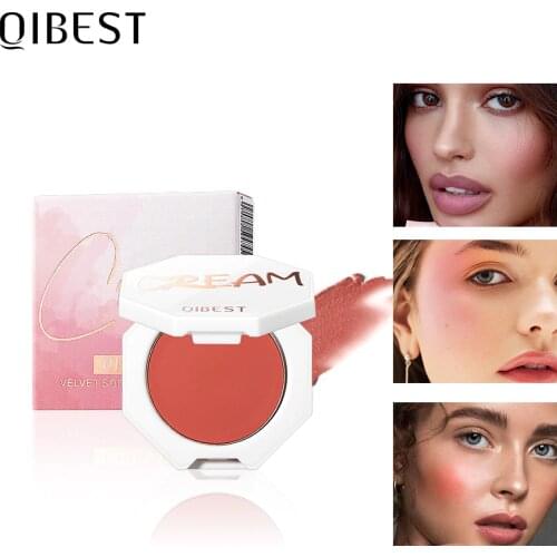 QIBEST Makeup Blush Palette Smooth 6 Colors Cheek Stain Peach Blusher Cream Contour Cosmestics Face Rouge Natural Blush
