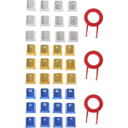 Metal Coating PBT DIY 12 Keycaps for Mechanical Keyboard with keycap puller