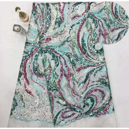 Fashiom Design African Lace Fabric For Wedding Dress High Quality French Lace Fabric With sequins Fashion Nigerian Lace Fabric