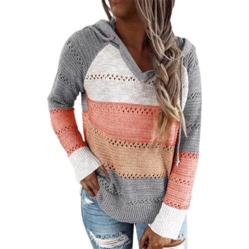 Fashion Hoodies and Sweatshirt Women Autumn Winter Knitted Pullover Top Long Sleeve Hooded Tops Elegant Ladies Streetwear