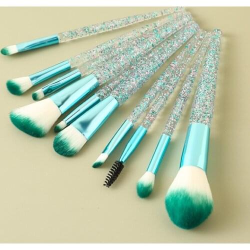 Fashion 10pcs Makeup Brush Set Glitter Shinny Crystal Foundation Blending Power Contour Face Cosmetic Beauty Make Up Tool Set