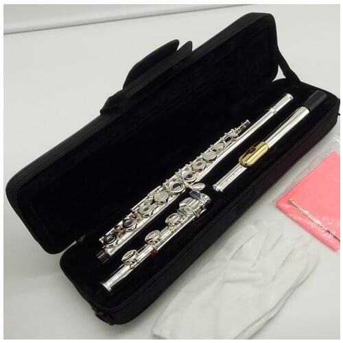 Music Fancier Club Professional Flute 422 Silver Plated Flute Gold Plated Lip Plate B Leg Open Close Holes 17 E Key