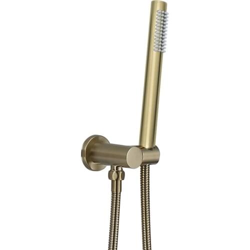 Solid Brass High Pressure Hand Held Shower Square Handheld Shower Head Brushed Gold Water Saving Hand Shower Sprayer