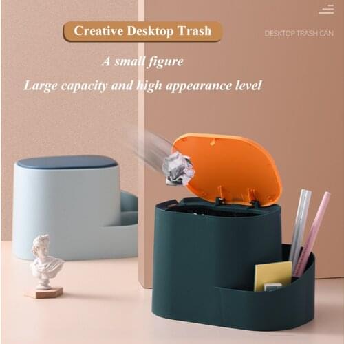 Desktop Trash Can Office Mini Multi-Function Paper Box With Lid Bedroom Bedside Debris Storage Tube