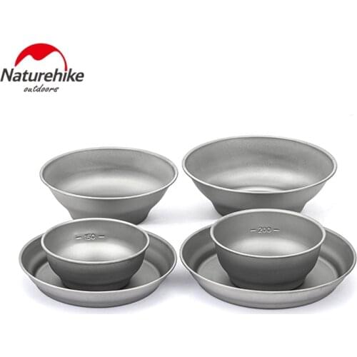 Naturehike Camping Titanium Tableware Portable Bowl Dish Plate Ultralight Cook Equipment For Outdoor Hiking Picnic BBQ NH21CJ001