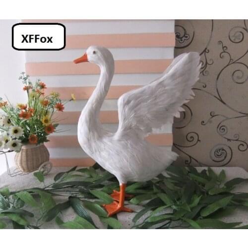 New simulation swan model plastic&feathers wings white goose toy gift about 38x30cm xf0710