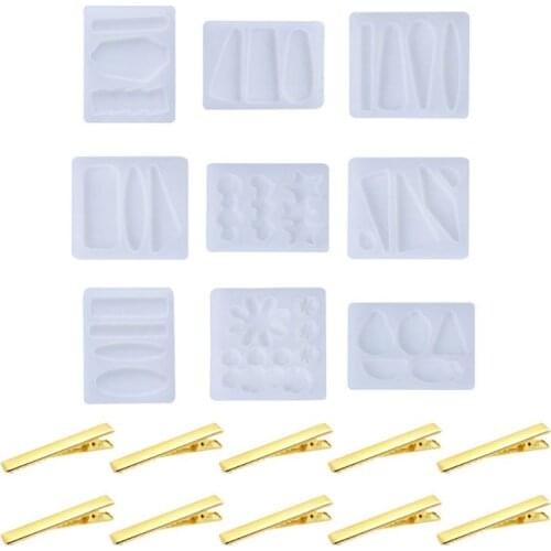 2020 New Crystal Epoxy Resin Mold Hair Clip Barrette Casting Silicone DIY Crafts Mould F3MD