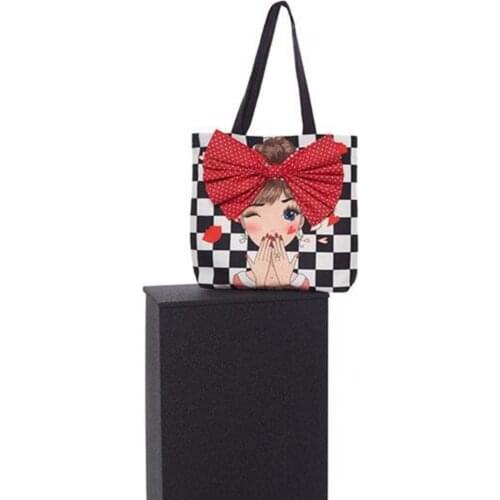 Checkerboard Pattern Cloth Beach Shopping Bag Custom DokumaTasarım Fashion Solid Shopping, Picnic, Enjoyed, Casual