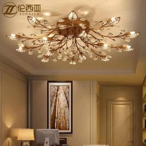 Lotus Flower Modern Ceiling Light With Glass Lampshade Gold Ceiling Lamp for Living Room Bedroom lamparas de techo abajur