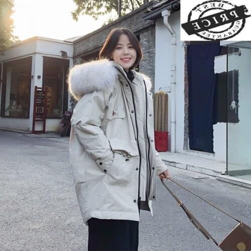 Plus Size Winter Female Jacket Large Fur Hooded Korean Brand Duck Down Coat Thick Warm Clothes 2021 Long Down Coat LW1a2a