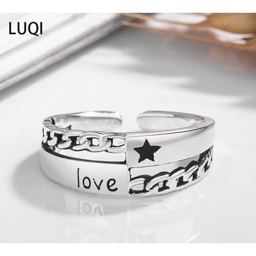 S925 Silver Retro Fashion Thai Silver Star Letter Open Ring JZ-059