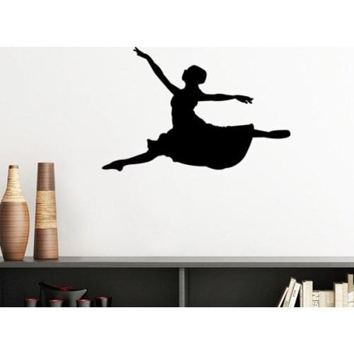 Ballet Jumping Performance Dancer Silhouette Removable Wall Sticker Art Decals Mural DIY Wallpaper for Room Decal