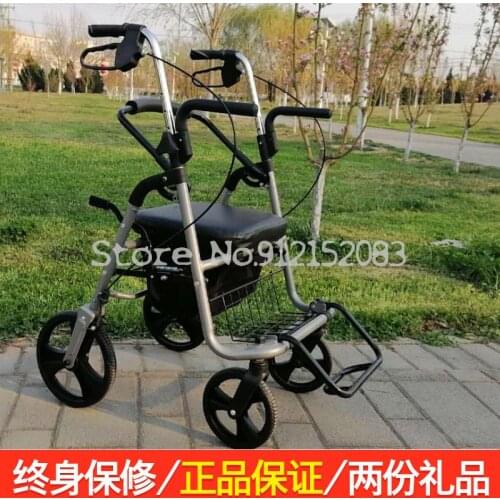 Elderly Aluminum Alloy Folding Mobility Trolleys Can Sit On Elderly Grocery Shopping Carts With Wheels And Walkers