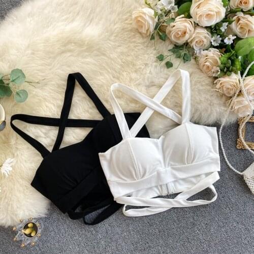 SINGREINY Women Sexy Cross Strap Tops Design Zipper Backless Sleeveless Slim Crop Top Summer Korean Off Shoulder Y2K Camisole